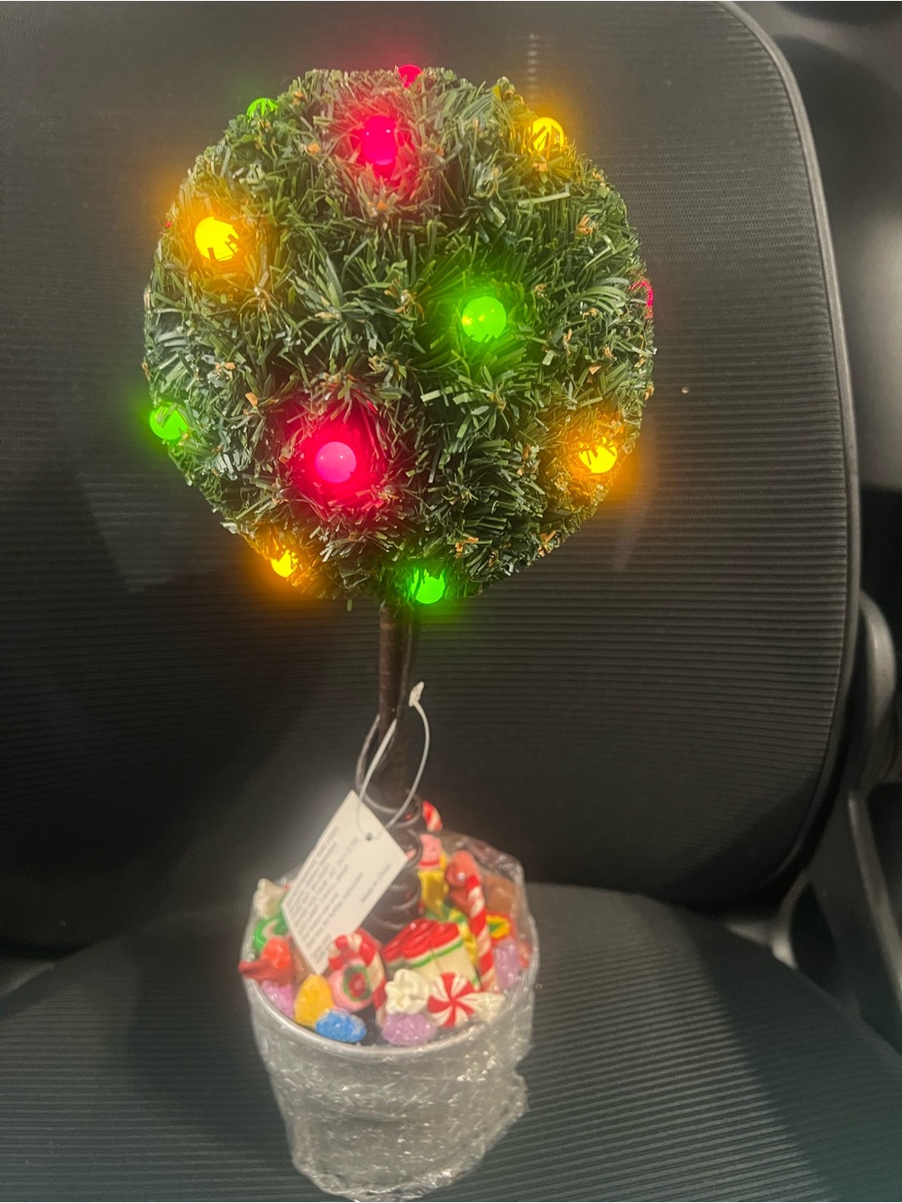 New in Box Hallmark Sugar Plum Tabletop LED Lighted Topiary Tree with Candy Base